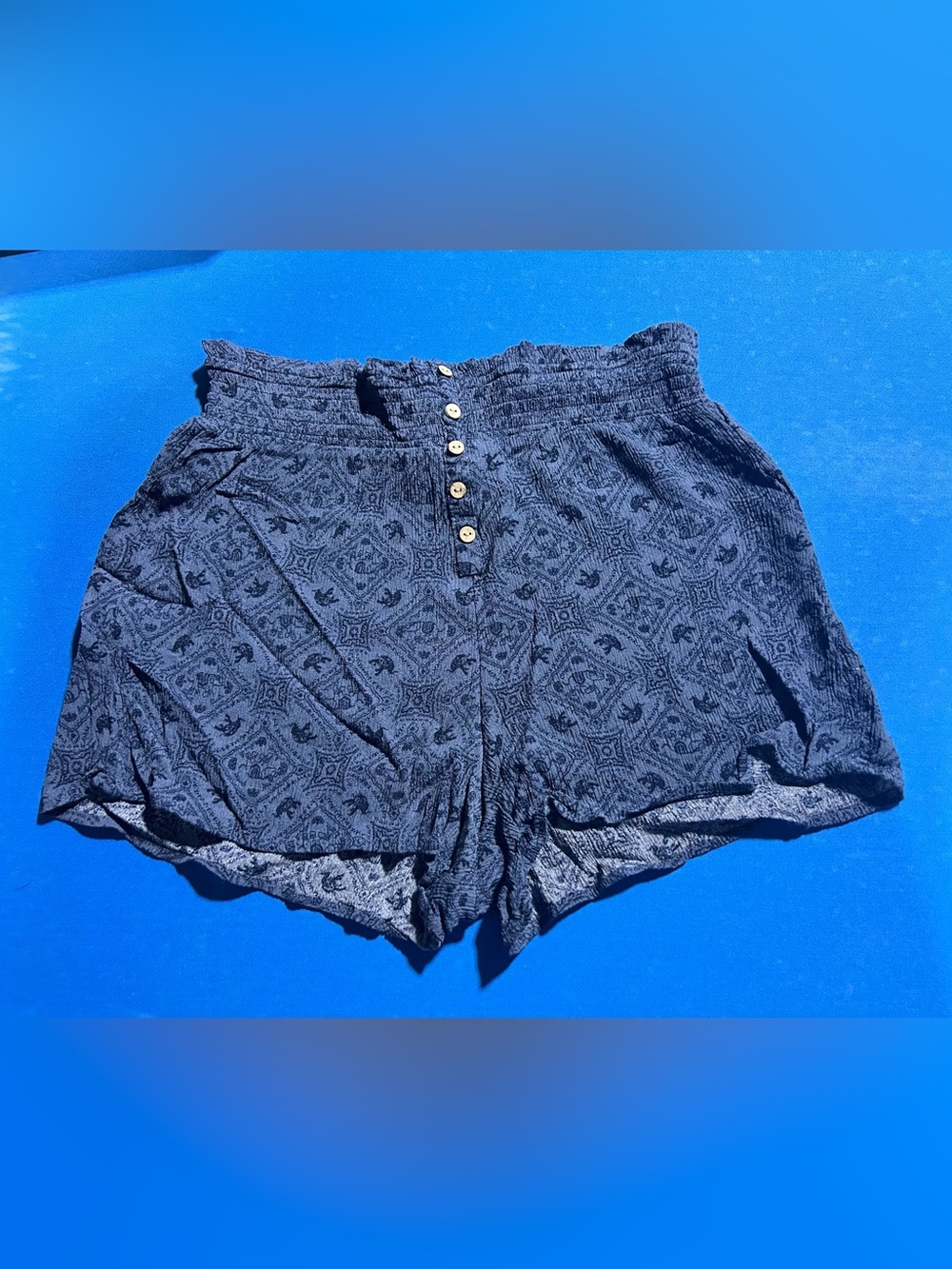 SO Navy Blue Printed High-Waist Women’s Shorts